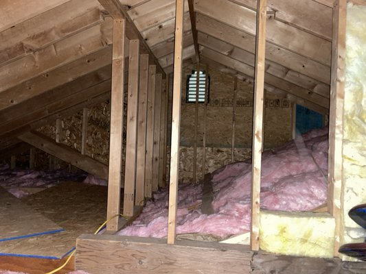 Services we offer! - Old attic insulation ripped out and vacuumed using 22hp vacuum. Air sealing then new r30 owens corning insulation installed