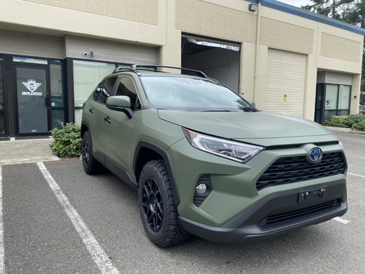 2021 Rav4 Color Change - This 2021 Toyota Rav4 came to us in black and left beautifully wrapped in a Matte Military Green by 3M. 2021 Rav4 Color Change - This 2021 Toyota Rav4 came to us in black and left beautifully wrapped in a Matte Military Green by 3M.