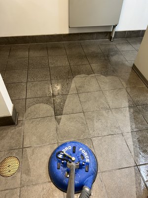 Commercial tile and grout cleaning - This customer tried a few commercial cleaners and just couldn’t seem to get the results they were hoping for. They saw some of our results, scrolling through our Yelp photos, and decided to give us a try. When these floors dried and we reapplied the sealant to the floor, they instantly decided they chose the right people for the job. We now have a maintenance schedule that keeps their floors consistently clean! Commercial tile and grout cleaning - This customer tried a few commercial cleaners and just couldn’t seem to get the results they were hoping for. They saw some of our results, scrolling through our Yelp photos, and decided to give us a try. When these floors dried and we reapplied the sealant to the floor, they instantly decided they chose the right people for the job. We now have a maintenance schedule that keeps their floors consistently clean!