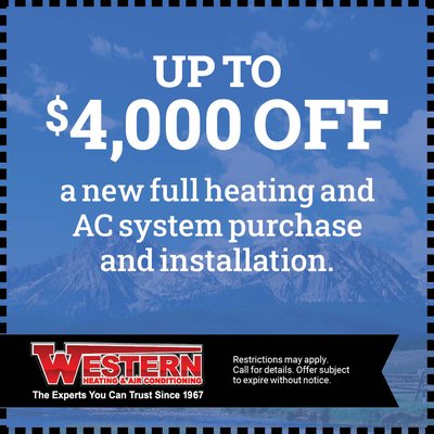 Up To $4,000 Off! - More than 50 years ago, Western Heating & Air Conditioning started as a small family-owned business with some big goals. Our vision back in 1967 was to offer the best service possible at competitive prices to residential and commercial clients in Boise, Meridian, Eagle, and the Treasure Valley. Up To $4,000 Off! - More than 50 years ago, Western Heating & Air Conditioning started as a small family-owned business with some big goals. Our vision back in 1967 was to offer the best service possible at competitive prices to residential and commercial clients in Boise, Meridian, Eagle, and the Treasure Valley.