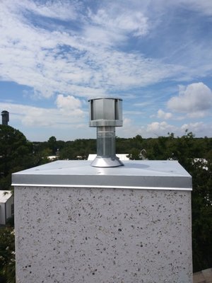 Gas fireplace chimney with a new chimney cover - Water leaks started to do damage to the inside of the house. After replacing the rusted chimney cover with deteriorating seals with a new chimney cover and new silicone seals the problems are gone. Gas fireplace chimney with a new chimney cover - Water leaks started to do damage to the inside of the house. After replacing the rusted chimney cover with deteriorating seals with a new chimney cover and new silicone seals the problems are gone.