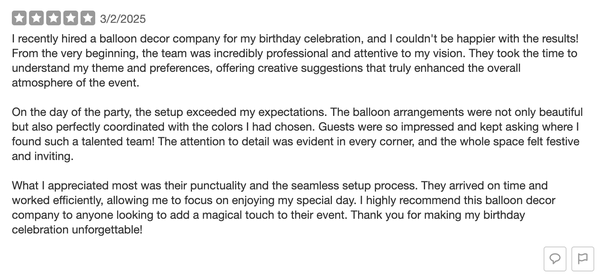 Our Review - For some unknown reason, many of our client reviews are not publicly visible. That’s why we’ve gathered them here — so you can read real feedback from the wonderful people we’ve worked with.
Thank you for your trust and your orders — we’re excited about future collaborations with you!