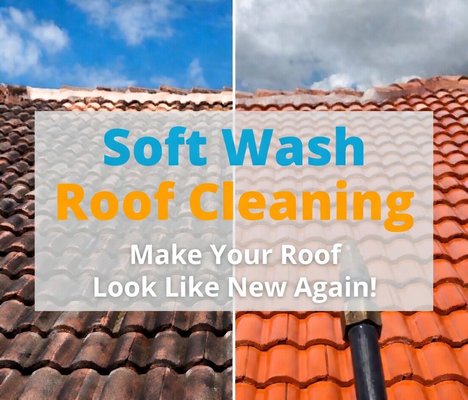 Roof Cleaning Soft Washing - Protect your property and landscaping. Our non-toxic soft washing roof cleaning service avoids high-pressure damage Roof Cleaning Soft Washing - Protect your property and landscaping. Our non-toxic soft washing roof cleaning service avoids high-pressure damage