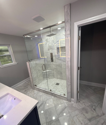 Bathroom Remodel - We love seeing our clients smile at the end of a project.
This bathroom was transformed from dated, yellow undertones to a modern, crisp design. The tile flooring brings charm and character to the space, and it is continued into the shower. New back lit mirrors creating the perfect vanity set up for your morning and evening skin routine.
Do you have a space you need transformed before hosting holiday festivities? Or maybe just a project you have been putting off?
Barreto Home Solutions is here to help!
Licensed and insured. Bathroom Remodel - We love seeing our clients smile at the end of a project.
This bathroom was transformed from dated, yellow undertones to a modern, crisp design. The tile flooring brings charm and character to the space, and it is continued into the shower. New back lit mirrors creating the perfect vanity set up for your morning and evening skin routine.
Do you have a space you need transformed before hosting holiday festivities? Or maybe just a project you have been putting off?
Barreto Home Solutions is here to help!
Licensed and insured.