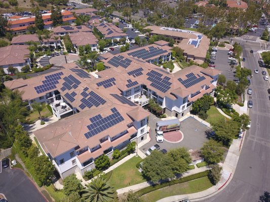 174KW Senior Apartment Complex (Commercial Project) - Located in San Juan Capistrano this senior housing project uses almost 500,000 kwh per year. The system is comprised of 510 x 340 watt panels is designed to offset 2/3's of the buildings consumption and will reduce the electrical bill $60,000 in year 1. 174KW Senior Apartment Complex (Commercial Project) - Located in San Juan Capistrano this senior housing project uses almost 500,000 kwh per year. The system is comprised of 510 x 340 watt panels is designed to offset 2/3's of the buildings consumption and will reduce the electrical bill $60,000 in year 1.