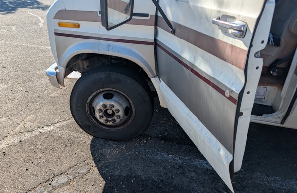 RV Wheel Hub, Bearing & Brake Repair - Mobile RV wheel, hub, bearing, and brake repair. The customer had a serious wheel-related failure on their RV. Our team inspected the old wheel hub, bearing, brake, and suspension components, replaced the necessary parts, and reinstalled the wheel after the repair.