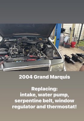 2004 Grand Marquis repair and tune up - This car came to us needing some work done!
We replaced the intake, water pump, serpentine belt, window regulator and thermostat ! Got customer back on the road next day! 2004 Grand Marquis repair and tune up - This car came to us needing some work done!
We replaced the intake, water pump, serpentine belt, window regulator and thermostat ! Got customer back on the road next day!