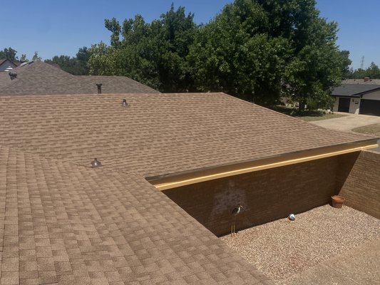 OKC customer with severe Hail damage. - This home was hit with 1'" hail storm, customer had already filed a claim and the insurer was not paying the correct amounts need to fully replace the roof, gutters and the dry rotted facia. We wrote up a complete estimate with over $10,000 dollars in damages that were approved so we could properly repair this customers property.