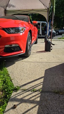 Decontamination/ Washed/ Polished/ Ceramic Coating Applied- Mustang 5.0 Competition Orange 🐎 - This vehicle had been sitting for quite some time and collected dust, pollen, and grime inside of all the panels and crevices throughout the exterior. We brought this vehicle back to like new condition. We are Ceramic Coating Certified. We also offer polish and wax packages as well, along with interior packages also available. Contact us for a quote. It is best to reach us by phone so we can discuss your vehicle and give you an accurate quote.