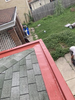 Silicone Seal Box Gutters (red silicone) - On this house we did red silicone sealant on all the box gutters Silicone Seal Box Gutters (red silicone) - On this house we did red silicone sealant on all the box gutters