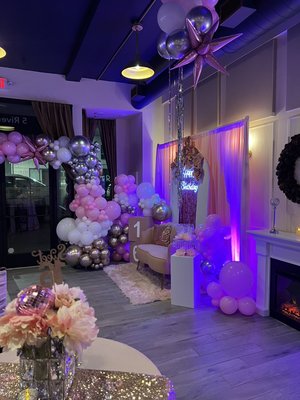 Sweet “16” celebrated @ GST in Norwalk
Spectacular decorations! - I was happy to decorate for a beautiful young lady turning “16… It was my pleasure just to see her reaction. From the color to the decor it was a show stopper and the restaurant was pleased with the setup. Norwalks restaurant are trendy and a great palate for my designs. Can’t wait for another event to show off our skills. Sweet “16” celebrated @ GST in Norwalk
Spectacular decorations! - I was happy to decorate for a beautiful young lady turning “16… It was my pleasure just to see her reaction. From the color to the decor it was a show stopper and the restaurant was pleased with the setup. Norwalks restaurant are trendy and a great palate for my designs. Can’t wait for another event to show off our skills.