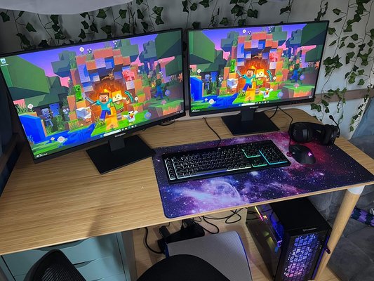 Gaming PC June - Gaming PC build for a young kid. Also custom 3D printed Minecraft Creeper, which is one of their favorite games, to help support the GPU and prevent "GPU sag".
Full specs and part prices at time of build.
Motherboard - $119.99 - MSI Pro B550M-VC WIFI
CPU - $93.89 - AMD Ryzen 5 5500
GPU - $229.99 - ASRock Phantom Gaming Radeon RX 6600XT
RAM - $79.99 - Corsair Vengeance DDR4 3600 32GB (2x16GB)
PSU - $69.99 - Thermaltake Smart BX1 750
Case - $54.99 - Thermaltake Versa H18
OS Drive - $34.99 - Team Group Cardea M.2 500GB
Game Drive - $36.99 - Team Group CX2 SSD 1TB
Rear Case Fan - $19.38 - Corsair LL120
Front Case Fan - $69.98 - Corsair LL120 3Pack w/controller
CPU Fan - $29.99 - Cooler Master A71C
Adapter - $10.96 - CPU Fan ARGB Corsair Adapter
OS - $33.78 - Windows 11 Pro
2xMonitors - $299.82 - Sceptre 27” 1080p 144Hz ($149.91ea)
Keyboard - $29.99 - Corsair K55 Pro
Mouse - $39.99 - Corsair Ironclaw
Headset - $59.99 - HyperX Cloud Stinger Core Wireless Gaming PC June - Gaming PC build for a young kid. Also custom 3D printed Minecraft Creeper, which is one of their favorite games, to help support the GPU and prevent "GPU sag".
Full specs and part prices at time of build.
Motherboard - $119.99 - MSI Pro B550M-VC WIFI
CPU - $93.89 - AMD Ryzen 5 5500
GPU - $229.99 - ASRock Phantom Gaming Radeon RX 6600XT
RAM - $79.99 - Corsair Vengeance DDR4 3600 32GB (2x16GB)
PSU - $69.99 - Thermaltake Smart BX1 750
Case - $54.99 - Thermaltake Versa H18
OS Drive - $34.99 - Team Group Cardea M.2 500GB
Game Drive - $36.99 - Team Group CX2 SSD 1TB
Rear Case Fan - $19.38 - Corsair LL120
Front Case Fan - $69.98 - Corsair LL120 3Pack w/controller
CPU Fan - $29.99 - Cooler Master A71C
Adapter - $10.96 - CPU Fan ARGB Corsair Adapter
OS - $33.78 - Windows 11 Pro
2xMonitors - $299.82 - Sceptre 27” 1080p 144Hz ($149.91ea)
Keyboard - $29.99 - Corsair K55 Pro
Mouse - $39.99 - Corsair Ironclaw
Headset - $59.99 - HyperX Cloud Stinger Core Wireless