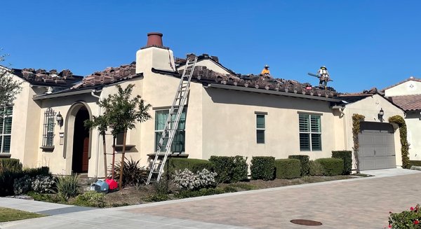 Tile Relay, Rancho Mission Viejo - We recently did a tile roof restoration or "tile relay" for this homeowner. Many know that they have a roof leak but not sure what the cause is. There can be many reasons but often the "paper" (underlayment) has expired or there was faulty original installation causing the roof system to fail prematurely. We remove & set aside the tile, remove the underlayment, inspect the wood for damage, replace as needed, then put on strong, long-lasting underlayment and make sure the tile is reinstalled correctly. Tile Relay, Rancho Mission Viejo - We recently did a tile roof restoration or "tile relay" for this homeowner. Many know that they have a roof leak but not sure what the cause is. There can be many reasons but often the "paper" (underlayment) has expired or there was faulty original installation causing the roof system to fail prematurely. We remove & set aside the tile, remove the underlayment, inspect the wood for damage, replace as needed, then put on strong, long-lasting underlayment and make sure the tile is reinstalled correctly.