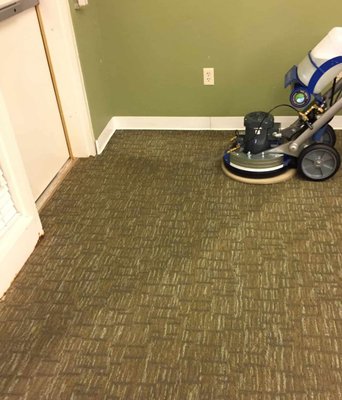 Commercial Carpet Cleaning - Your business carpets are going to look great, dry in an hour, and there won’t be fans and hoses all over your space. Doors stay shut and locked. No hoses means no tripping over hoses. Dry in an hour means no sliding on the hard surface after walking on the recently cleaned carpet. Instead of looking worse and worse after your cleaning – carpets will look better and better for a quarter with your normal maintenance vacuuming. Ugly wicking spots go away and stay gone.
Banks love us because of our fast dry times – no moldy vault!
Normal hot water extraction used in residential settings can cause your adhesive to disengage on commercial carpet. Doesn’t that sound expensive while tariffs are so high? Commercial grade carpet imported from China has a 40% tariff that US companies have to pass on to the customer. This is a great time to set up a carpet cleaning maintenance plan. With Blue Dog you can set it and forget it. The owner keeps a key and does your cleanings, your card gets charged automatically in an affordable amount, your carpet gets cleaned at night in a schedule with reminders.
Nothing to remember or worry about. Enjoy your clean, fresh smelling, sanitary, professional looking carpeted office space. Commercial Carpet Cleaning - Your business carpets are going to look great, dry in an hour, and there won’t be fans and hoses all over your space. Doors stay shut and locked. No hoses means no tripping over hoses. Dry in an hour means no sliding on the hard surface after walking on the recently cleaned carpet. Instead of looking worse and worse after your cleaning – carpets will look better and better for a quarter with your normal maintenance vacuuming. Ugly wicking spots go away and stay gone.
Banks love us because of our fast dry times – no moldy vault!
Normal hot water extraction used in residential settings can cause your adhesive to disengage on commercial carpet. Doesn’t that sound expensive while tariffs are so high? Commercial grade carpet imported from China has a 40% tariff that US companies have to pass on to the customer. This is a great time to set up a carpet cleaning maintenance plan. With Blue Dog you can set it and forget it. The owner keeps a key and does your cleanings, your card gets charged automatically in an affordable amount, your carpet gets cleaned at night in a schedule with reminders.
Nothing to remember or worry about. Enjoy your clean, fresh smelling, sanitary, professional looking carpeted office space.