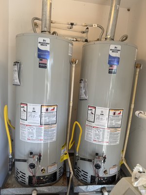 Waterheater upgrade - The customer had two twenty year old forty gallon natural gas water heaters in his garage and I was able to upgrade them to two fifty gallon natural gas water heaters at his request and keep it in his budget Waterheater upgrade - The customer had two twenty year old forty gallon natural gas water heaters in his garage and I was able to upgrade them to two fifty gallon natural gas water heaters at his request and keep it in his budget