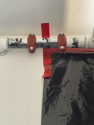 Commercial Fire Sprinkler Repair - Fire Sprinkler Repair at a Commercial Building - Steel Leak repair in between threaded fittings Commercial Fire Sprinkler Repair - Fire Sprinkler Repair at a Commercial Building - Steel Leak repair in between threaded fittings