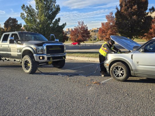 dead battery jump start - customers vehicle had a dead battery called me out and got her back on the road with a jump start