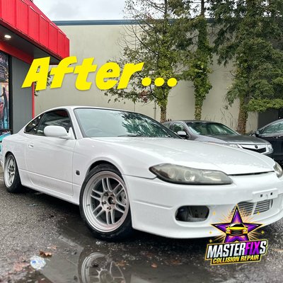 Nissan Silvia Spec R Full Restoration - Full body restoration, including hail dent repair, with complete exterior and interior paint, changing from White Pearl to Solid White for a flawless finish. Nissan Silvia Spec R Full Restoration - Full body restoration, including hail dent repair, with complete exterior and interior paint, changing from White Pearl to Solid White for a flawless finish.