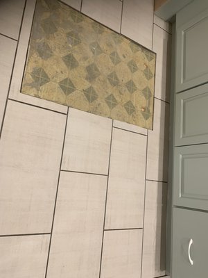 Laundry room subway tile flooring & butcher countertop - This floor upgrade was done in the laundry room Laundry room subway tile flooring & butcher countertop - This floor upgrade was done in the laundry room