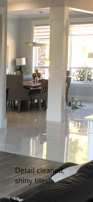 Main floor porcelain tile - The floor after deep cleaning and buff- Main floor porcelain tile - The floor after deep cleaning and buff-