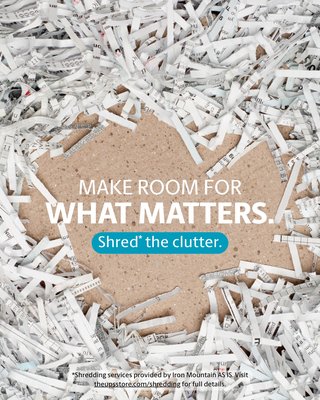Shredding Services - Clear the clutter this autumn with The UPS Store.
Old documents can pile up quickly, but shredding* them is simple at The UPS Store!
*Shredding services provided by Iron Mountain AS IS. Shredding Services - Clear the clutter this autumn with The UPS Store.
Old documents can pile up quickly, but shredding* them is simple at The UPS Store!
*Shredding services provided by Iron Mountain AS IS.