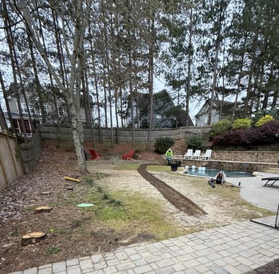 Backyard Revival! - Our client called us to Bring their backyard back to life! After a few years of wear/tear it was time for installing new Sod and Pinestraw! Backyard Revival! - Our client called us to Bring their backyard back to life! After a few years of wear/tear it was time for installing new Sod and Pinestraw!