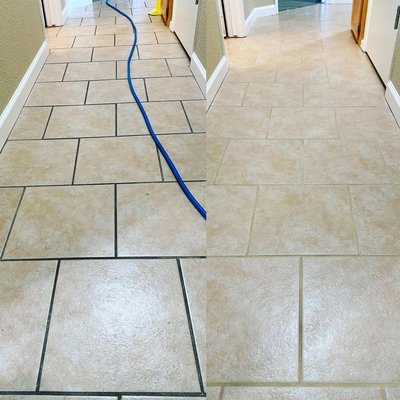 Tile and Grout Cleaning and Sealing - This job was done on two story house, client decide to clean and seal there tiles and grout on kitchen, family room, dining room, laundry and master room bathroom.
