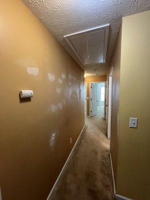 Full interior wall - We started off my checking all the walls room by room finding any nail pop-outs or wall imperfections before painting took our time finding the smallest details on the job! Full interior wall - We started off my checking all the walls room by room finding any nail pop-outs or wall imperfections before painting took our time finding the smallest details on the job!