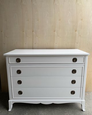 Antique white dresser set - Dimensions:
1st dresser: L 47” - W 21” - H 36”
2nd dresser: L 38” - W 21” - H 51”
-2 dresser set with antique handles that contrast the white beautifully
-Mahogany drawers with dovetail joints
-Paint cloud white lacquer; Canlak paint Antique white dresser set - Dimensions:
1st dresser: L 47” - W 21” - H 36”
2nd dresser: L 38” - W 21” - H 51”
-2 dresser set with antique handles that contrast the white beautifully
-Mahogany drawers with dovetail joints
-Paint cloud white lacquer; Canlak paint
