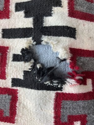 Navajo kilim repair - Navajo kilim damaged by dog it was repair by rug master Navajo kilim repair - Navajo kilim damaged by dog it was repair by rug master
