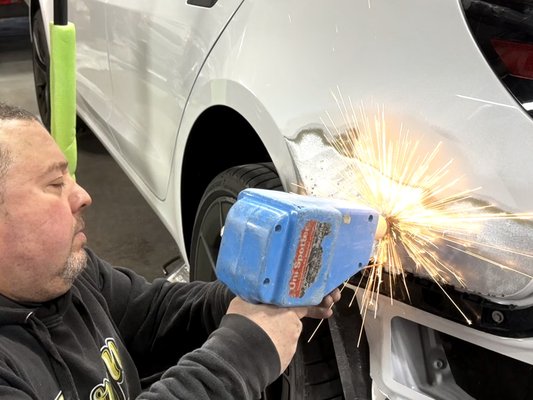 Model 3 Quarter Panel Metal Repair✨ - Model 3 Quarter Panel Metal Repair Process