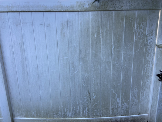 Vinyl Fence Pressure Wash - Here is aa before and after photo of a vinyl fence that I power washed for the client. Contact us for all your pressure washing needs! Vinyl Fence Pressure Wash - Here is aa before and after photo of a vinyl fence that I power washed for the client. Contact us for all your pressure washing needs!