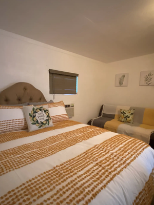 Lemon Room D - You won’t want to leave this charming, one-of-a-kind place. Room D at the Iconic Lemon House Inn. This property has all the amenities you would expect along with some extra surprises! Free parking and WI-FI, TV, refrigerator, microwave and coffee. Take in the views of the Sierra from your front porch. Outdoor shared bbq, dining and fire pit area. Take selfies with the Iconic Lemon house, Giant Ant and Dinosaur! Fun for the whole family. Centrally located near Death Valley and Mt. Whitney!
This Lemon Room C has a new A/C & heating system, queen-size bed and a full-size futon sofa, microwave, refrigerator, table, private bathroom, iron, coffee maker, coffee, milk, popcorn, oatmeal, free Wi-Fi, a smart TV (with Disney+, HBO Max, Hulu, Netflix, Amazon Prime Video and Roku), toilet paper, towels, tissue paper, candy, water, body wash, shampoo, conditioner and hand sanitizer.
Call to book your stay today and take part in this unique experience!
You can also book online here:
https://www.airbnb.com/rooms/51668668?source_impression_id=p3_1694495234_Uyg1oMRDf%2FzahimV Lemon Room D - You won’t want to leave this charming, one-of-a-kind place. Room D at the Iconic Lemon House Inn. This property has all the amenities you would expect along with some extra surprises! Free parking and WI-FI, TV, refrigerator, microwave and coffee. Take in the views of the Sierra from your front porch. Outdoor shared bbq, dining and fire pit area. Take selfies with the Iconic Lemon house, Giant Ant and Dinosaur! Fun for the whole family. Centrally located near Death Valley and Mt. Whitney!
This Lemon Room C has a new A/C & heating system, queen-size bed and a full-size futon sofa, microwave, refrigerator, table, private bathroom, iron, coffee maker, coffee, milk, popcorn, oatmeal, free Wi-Fi, a smart TV (with Disney+, HBO Max, Hulu, Netflix, Amazon Prime Video and Roku), toilet paper, towels, tissue paper, candy, water, body wash, shampoo, conditioner and hand sanitizer.
Call to book your stay today and take part in this unique experience!
You can also book online here:
https://www.airbnb.com/rooms/51668668?source_impression_id=p3_1694495234_Uyg1oMRDf%2FzahimV