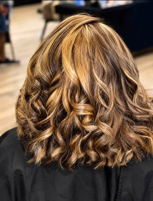 Dimensional Balayage Color - Dimensional Balayage Transformation – Rich brunette tones blended with warm caramel and honey blonde highlights, finished with a gloss, fresh cut, and soft curls for a vibrant, multi-dimensional look. Dimensional Balayage Color - Dimensional Balayage Transformation – Rich brunette tones blended with warm caramel and honey blonde highlights, finished with a gloss, fresh cut, and soft curls for a vibrant, multi-dimensional look.