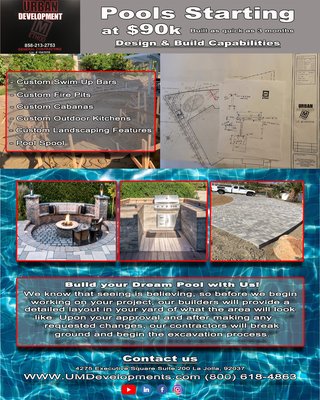 Pool Construction - Our assigned project manager works closely with each customer and their pool design concept to construct their dream swimming pool oasis. Our professionals take into consideration the size of yard, materials, budget and the building time frame to recommend the perfect size and style of pool to meet your needs and surpass your expectations. We know that seeing is believing, so before we begin working on your project our builders will provide a detailed layout in your yard of what the pool area will look like. Upon your approval, and after making any requested changes, our contractors will begin the excavation process. Pool Construction permits will be handled by your project manager who'll submit your pool plans to the city and or county where you want to build your pool and obtain all permits from. This process takes from 4-12 months, depending on where you build. During this time, you'll make selections on finishing touches.