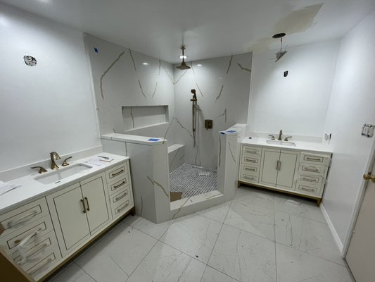 Bathroom reminding Woodland Hills￼ - Concrete slab bathroom remodeling￼