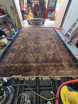 Area Rug Cleaning at our shop Natural and Synthetic fibers - We Clean Natural and Synthetic fiber rugs at our shop. 3920 S Classen Blvd Suite 110.

Note: We will not clean rugs that have Viscose, Jute, or other problematic fibers.