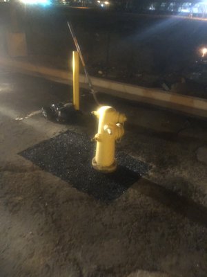 Fire Hydrant Repair - This fire hydrant was struck by a semi truck and ruptured the pipe underground. We were able to repair the piping and re-install the fire hydrant within hours of the emergency call. We completed the work by saw-cutting and repairing the asphalt as well. Fire Hydrant Repair - This fire hydrant was struck by a semi truck and ruptured the pipe underground. We were able to repair the piping and re-install the fire hydrant within hours of the emergency call. We completed the work by saw-cutting and repairing the asphalt as well.