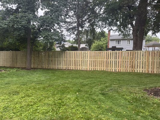 Spaced board wooden fence 6 foot high installed in Sterling, Virginia in 2026 by your local fence company - This spaced board 6 feet high wooden fence was installed in Sterling, VA. An old picket fence was removed and hauled away prior to the installation of this wooden fence. 2 single gates were installed arched top style. The replacement of this fence was completed in 1 day. Spaced board wooden fence 6 foot high installed in Sterling, Virginia in 2026 by your local fence company - This spaced board 6 feet high wooden fence was installed in Sterling, VA. An old picket fence was removed and hauled away prior to the installation of this wooden fence. 2 single gates were installed arched top style. The replacement of this fence was completed in 1 day.