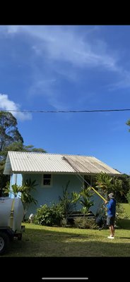 Roof Pressure Washing - A clean roof not only greatly increases your homes curb appeal, it will also prevent rust and damage.  Dirt and grime etches and breaks down roof paint, allowing rust to move in a leaks to happen.  Our system utilizes hot water and is on the lower end of what pressure washers normally use.