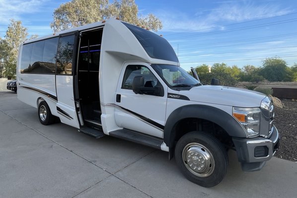 Mini Coaches - Experience the epitome of comfort and convenience with our fleet of mini coaches, perfect for a wide range of group transportation needs. Whether you're traveling with a small group or hosting a larger gathering, our selection of mini coaches offers versatility and luxury for every occasion.
Our 20-passenger mini coach is designed with practicality in mind, featuring ample storage space for luggage or equipment. Ideal for airport pickups, golf outings, or any event where storage is essential, this mini coach combines functionality with comfort for a seamless travel experience.
For larger groups or longer journeys, our 40-passenger mini coach offers added amenities to enhance your ride. With an onboard restroom and underneath storage, this mini coach is perfect for large airport pickups, out-of-town trips, or any event where comfort and convenience are top priorities.
No matter which mini coach you choose, you can expect the highest standards of comfort, safety, and service. Our professional drivers are dedicated to ensuring a smooth and enjoyable journey for all passengers, from the moment you step on board to your final destination. Mini Coaches - Experience the epitome of comfort and convenience with our fleet of mini coaches, perfect for a wide range of group transportation needs. Whether you're traveling with a small group or hosting a larger gathering, our selection of mini coaches offers versatility and luxury for every occasion.
Our 20-passenger mini coach is designed with practicality in mind, featuring ample storage space for luggage or equipment. Ideal for airport pickups, golf outings, or any event where storage is essential, this mini coach combines functionality with comfort for a seamless travel experience.
For larger groups or longer journeys, our 40-passenger mini coach offers added amenities to enhance your ride. With an onboard restroom and underneath storage, this mini coach is perfect for large airport pickups, out-of-town trips, or any event where comfort and convenience are top priorities.
No matter which mini coach you choose, you can expect the highest standards of comfort, safety, and service. Our professional drivers are dedicated to ensuring a smooth and enjoyable journey for all passengers, from the moment you step on board to your final destination.