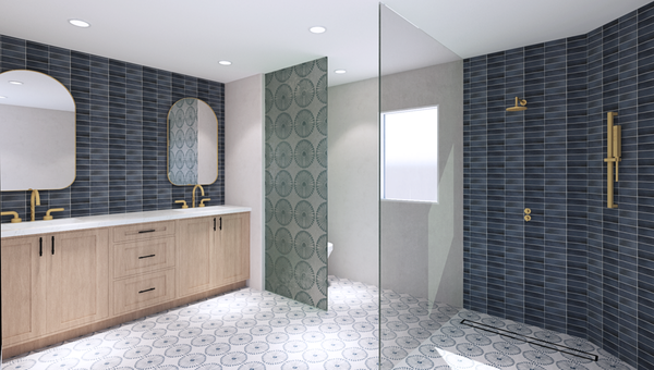 Bathroom design - In this project, we collaborated with premier interior designers to craft a refined design and render. We optimized the bathroom layout for enhanced functionality, meticulously selecting tiles and meticulously modeling every detail in 3D, culminating in this stunning outcome. Bathroom design - In this project, we collaborated with premier interior designers to craft a refined design and render. We optimized the bathroom layout for enhanced functionality, meticulously selecting tiles and meticulously modeling every detail in 3D, culminating in this stunning outcome.