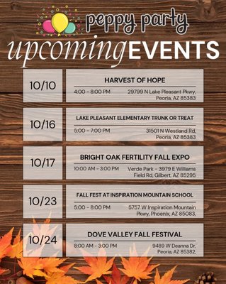 Upcoming Events - Find me at these upcoming community events!