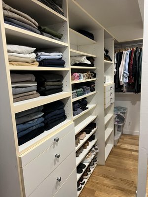 Bedroom Closet in Venice - This couple had just moved into their new home in Venice, so I unpacked their clothes into their bedroom closet. Bedroom Closet in Venice - This couple had just moved into their new home in Venice, so I unpacked their clothes into their bedroom closet.