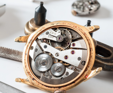 Watch Repair - We recommend having your watch serviced every 2-3 years. Components of a wristwatch are subject to wear and tear. Over time, these components will need some care by being cleaned and oiled to help maintain their accuracy and reduce undue friction. Some parts may need to be replaced entirely. However, it's also an opportunity to identify any minor problems before they become significant issues, which will help avoid costly repairs further down the line.
Of course, there are specialized needs of Vintage/Antique watches, too. Whether you need a simple battery replacement or your watch is broken or needs to be cleaned, bring it by. We will give you our best assessment how to get your watch a place of pride again!