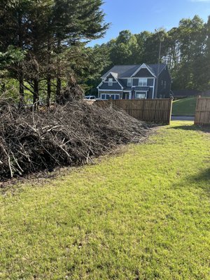 YARD DEBRIS REMOVAL - This is a project of stacked limbs & branches that we were hired to remove from the clients' property. YARD DEBRIS REMOVAL - This is a project of stacked limbs & branches that we were hired to remove from the clients' property.