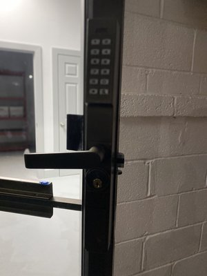 Custom retrofitting for keyless Smartlock for business - This local business wanted a keyless entry option that would also provide an audit trail for employees to be held accountable Custom retrofitting for keyless Smartlock for business - This local business wanted a keyless entry option that would also provide an audit trail for employees to be held accountable