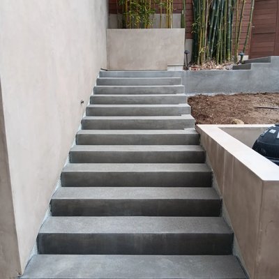 Lev Residence. - This is a renovated sand finish concrete stairs with a wall including.