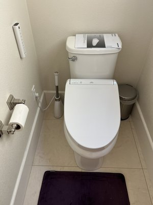 Bidet installation - This work was done in order to install an electric bidet on this toilet Bidet installation - This work was done in order to install an electric bidet on this toilet