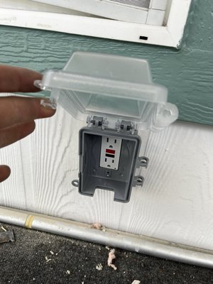 GFIC outlet add on the porch outside - customer just want a low power consumption outlet added on the porch outside the house. here it is. GFIC outlet add on the porch outside - customer just want a low power consumption outlet added on the porch outside the house. here it is.
